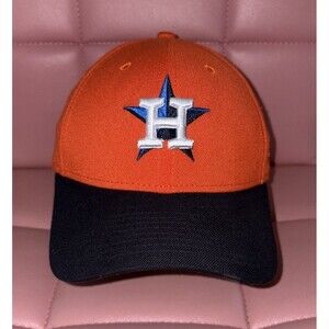 Houston Astros New Era 39THIRTY Hat - Orange Stretch Fit Cap - Size Small/Medium